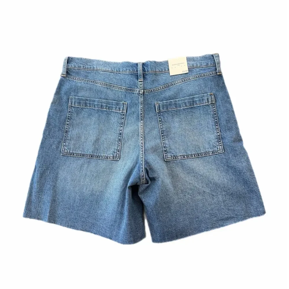 Banana Republic NEW High Rise Medium Wash Denim Cut Off Long Everyday Shorts